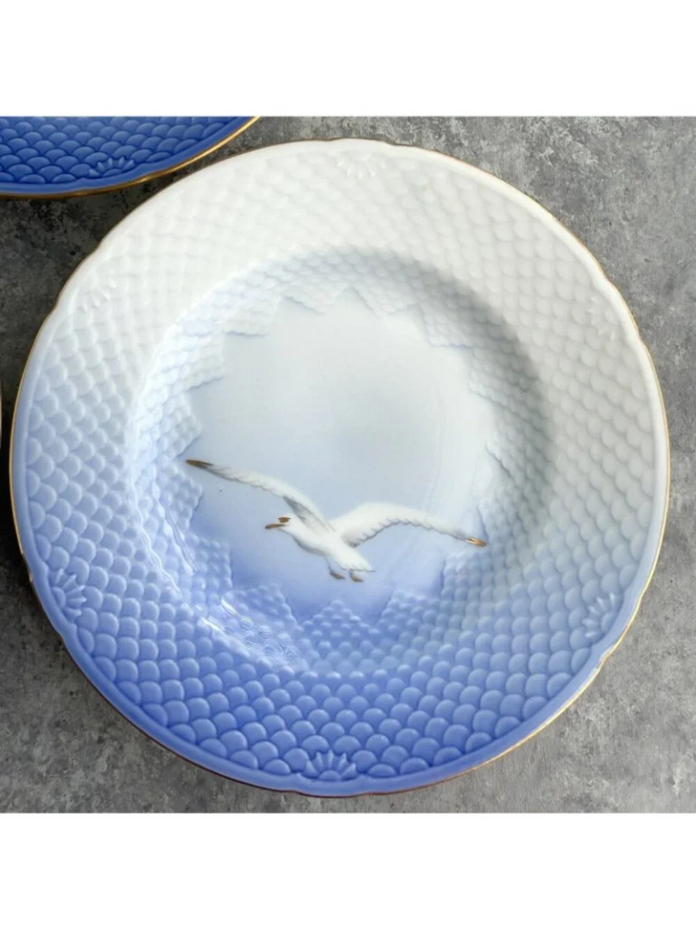 Bing & Grondahl Seagull Bread Dessert Plates Blur Gold Trim 6” Denmark Set Of 8